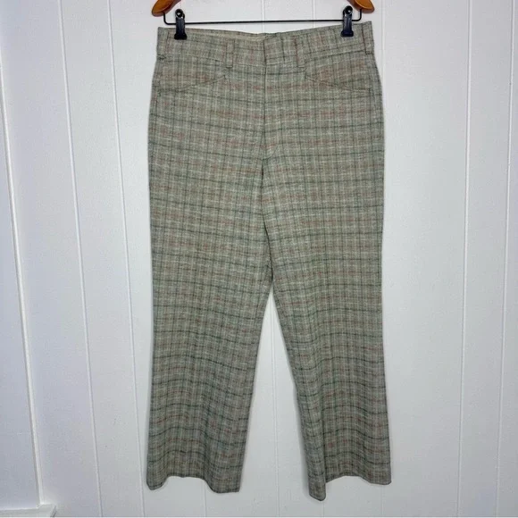 Vintage 70s Sears Kings Road Double Knit Flare Pants Retro - Picture 2 of 12